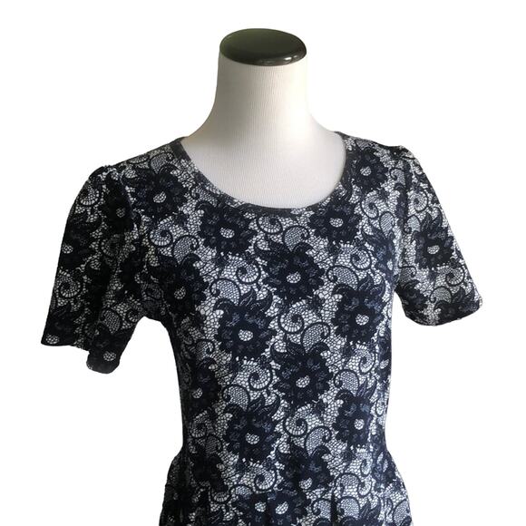 LuLaRoe Blue Floral Print Pleated Dress, Size M - Picture 2 of 6